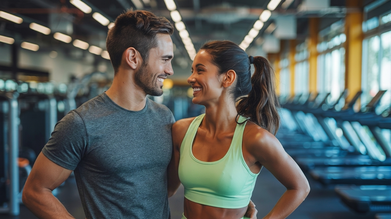 A man training in a bright gym